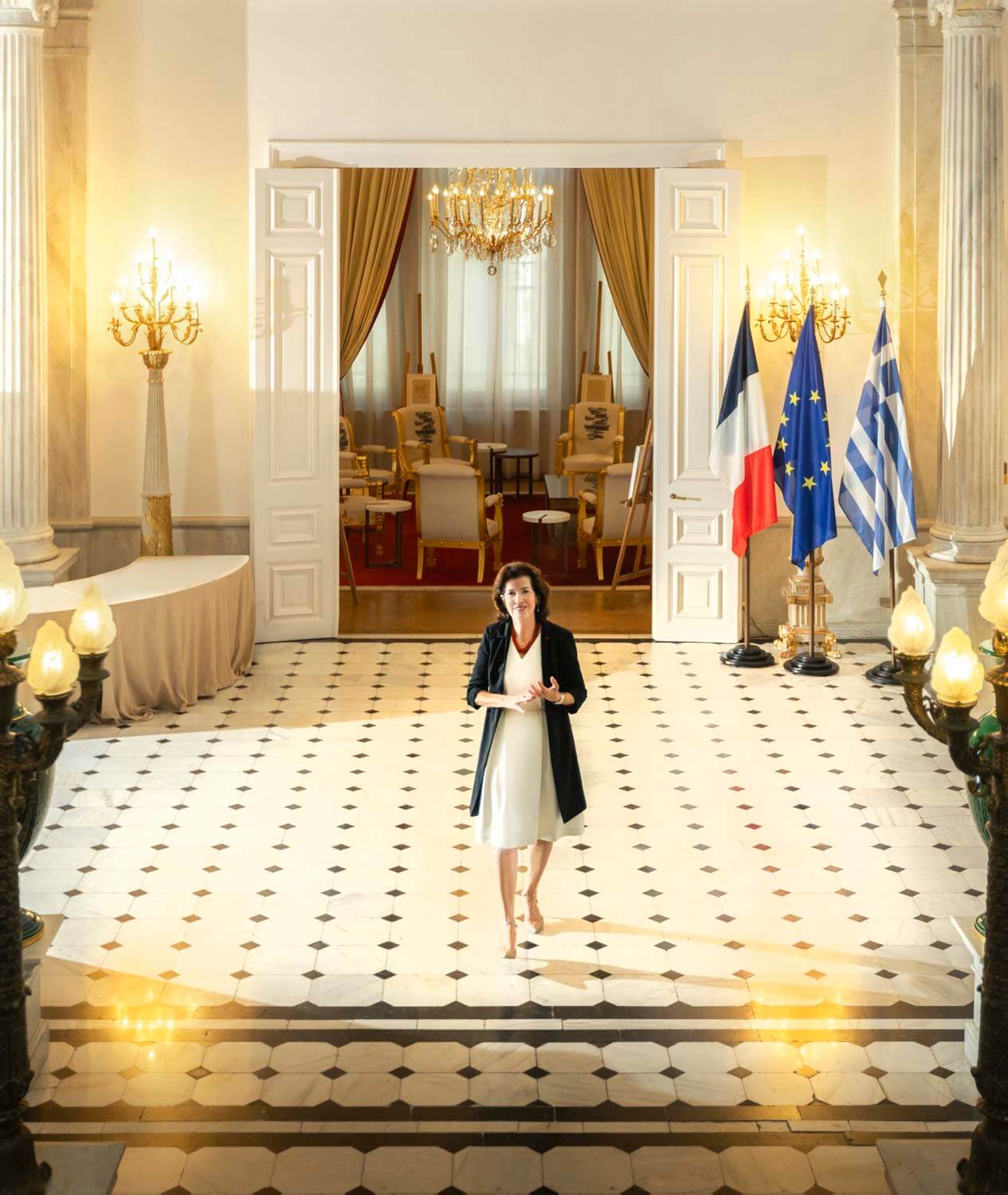 French Ambassador Laurence Auer for Kappa Magazine by portrait, corporate photographer Athens Dimitris Vlaikos